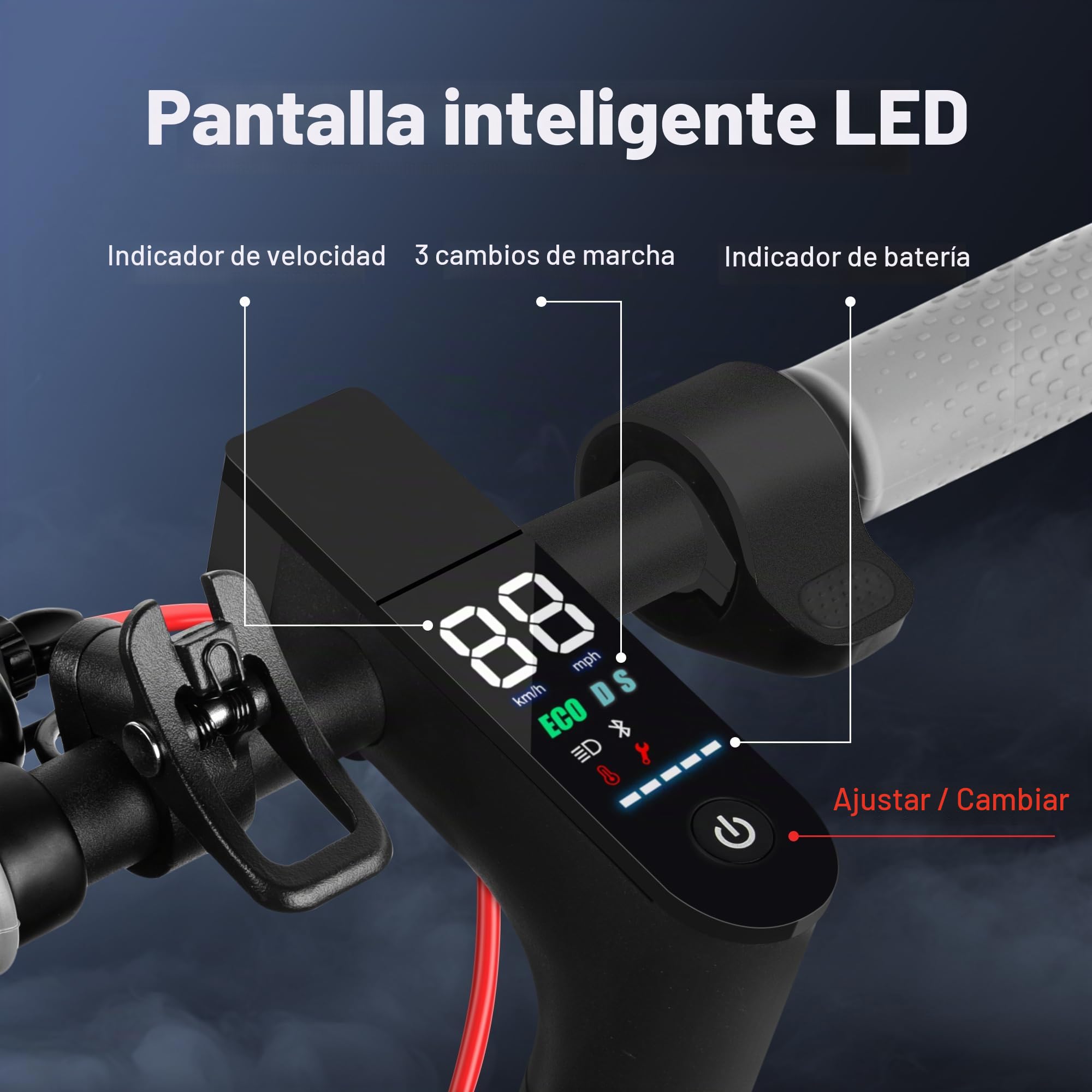 Patinete Eléctrico Plegable Mankeel para Adultos con Ruedas Macizas de 10 Pulgadas, Autonomía de 40 km, Velocidad de 25 km/h, Ideal para Adolescentes y Adultos