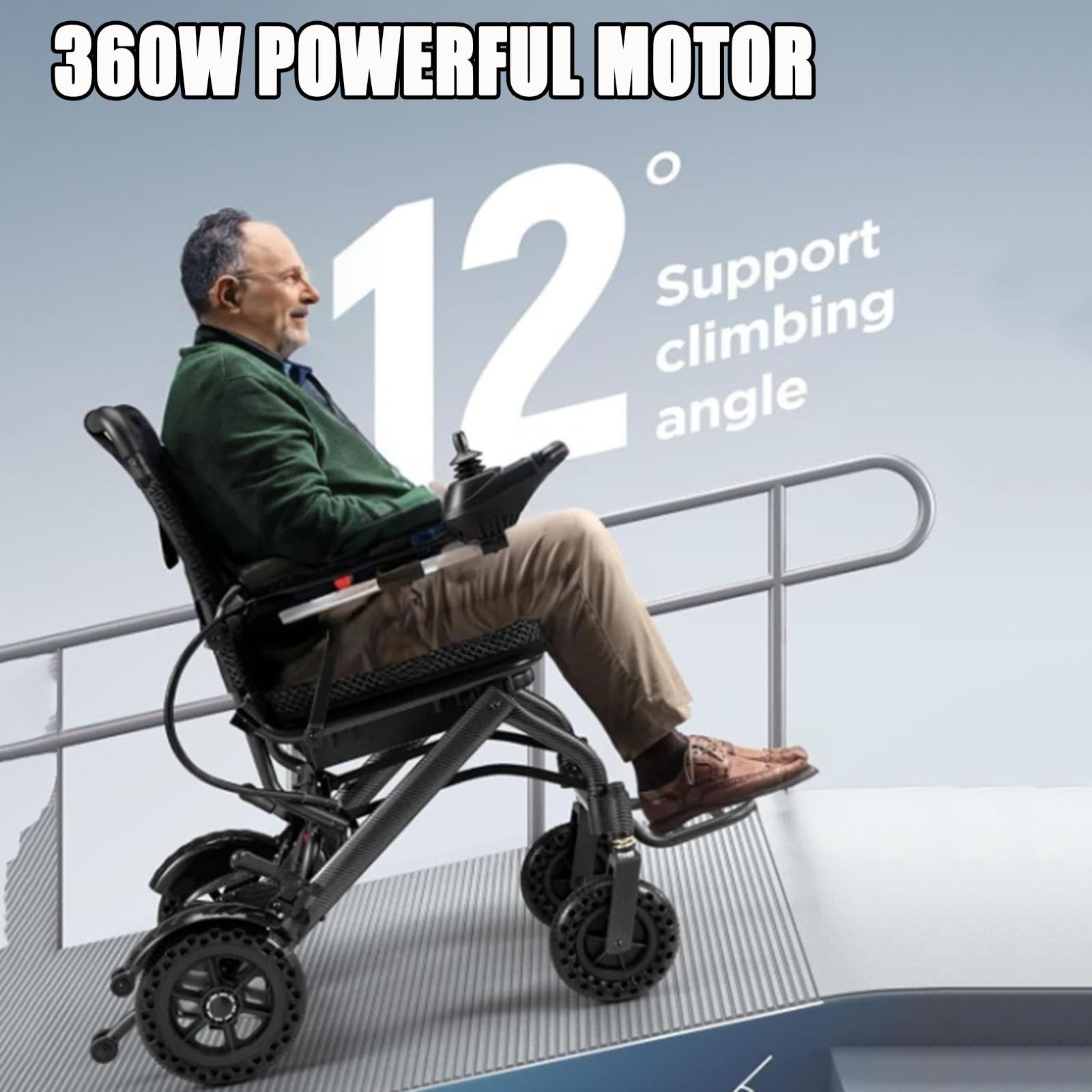 Silla de ruedas eléctrica portátil - Diseño plegable y ligero de 21 kg | Apta for aerolíneas | 3 opciones de batería (6 Ah/10 Ah/20 Ah) | Capacidad de 100 kg(6AH)