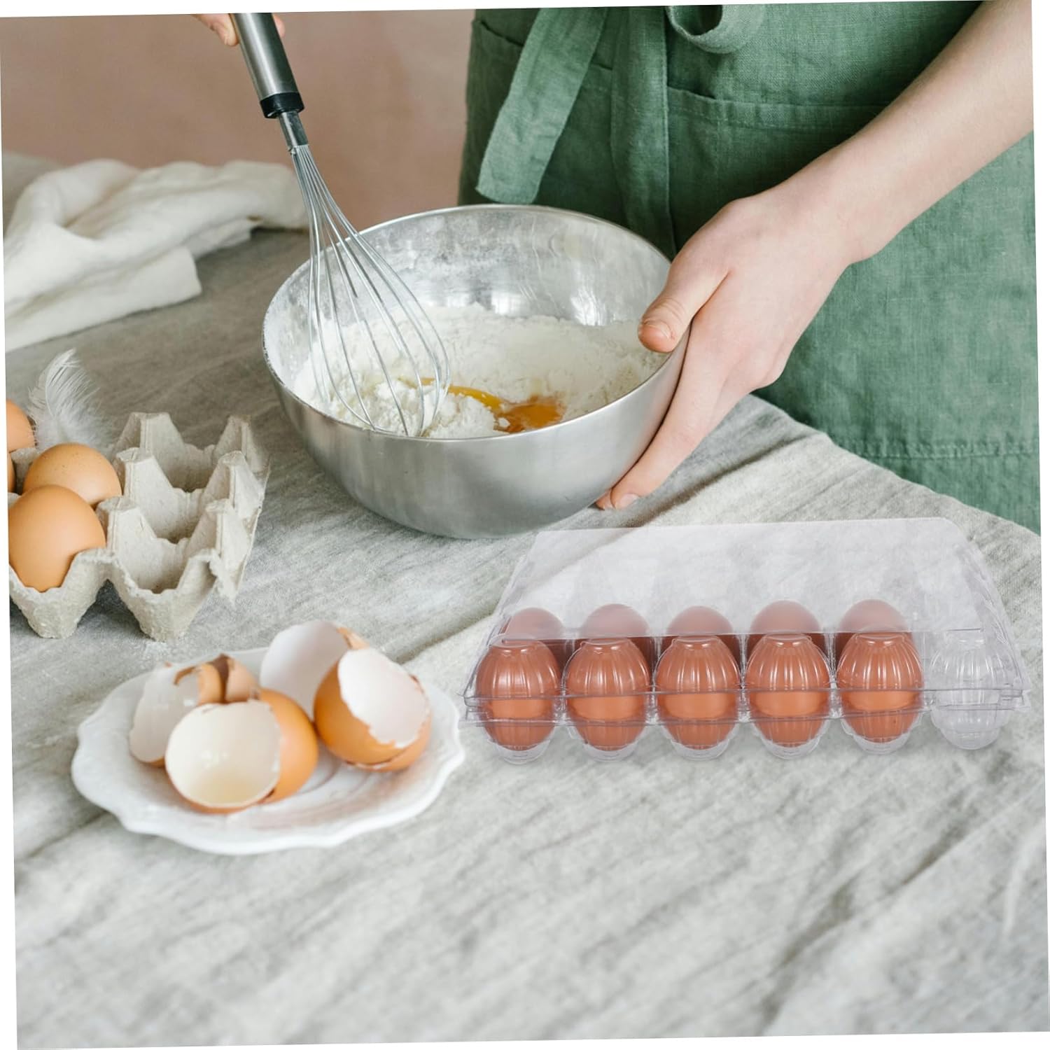Alipis 6Pcs Reusable Plastic Egg Holders for Fridge Clear Storage Container for Eggs for Farms Supermarkets and Home Use
