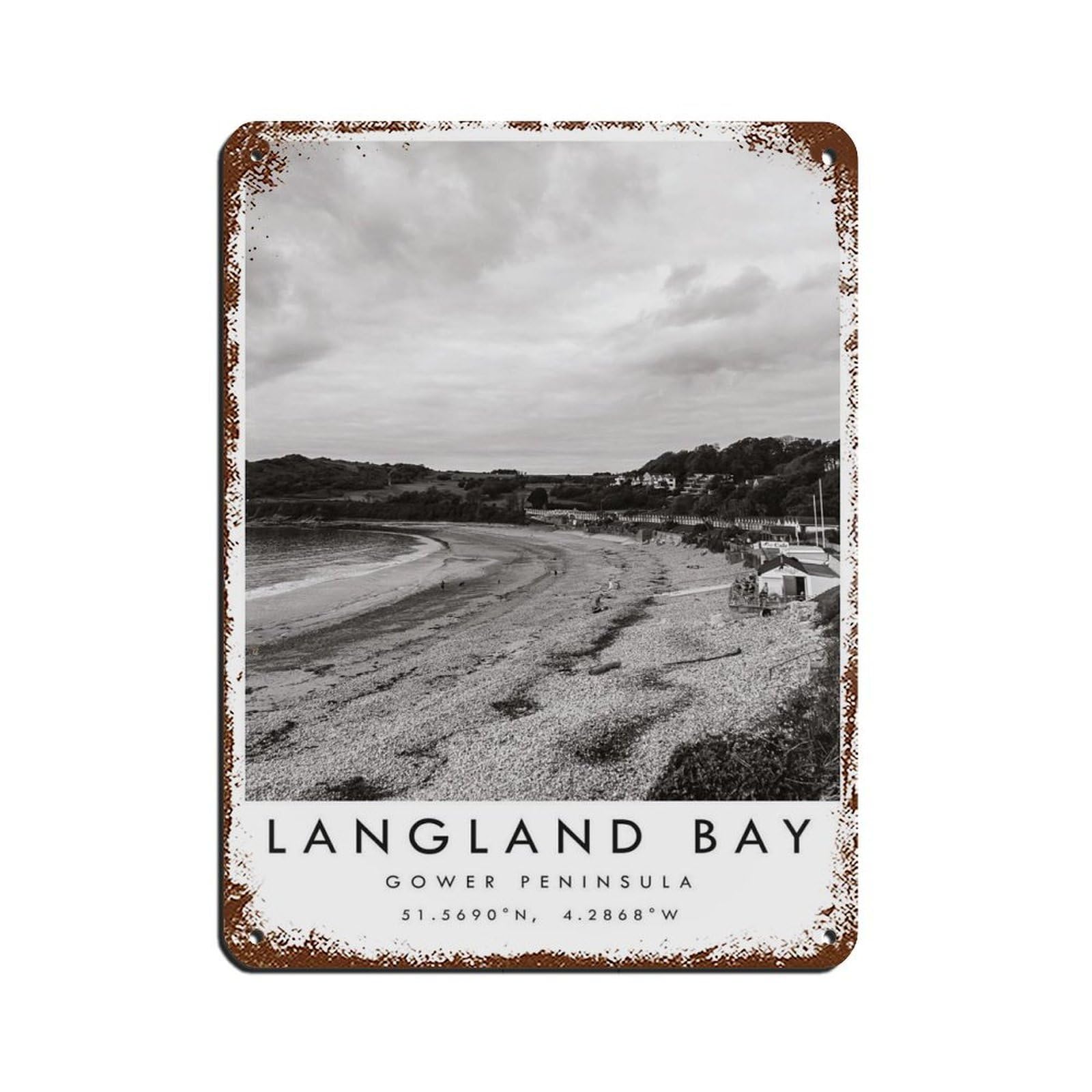 Langland Bay Gower Travel,Gower Peninsula (3) Tin Sign Vintage Metal Pub Club Cafe Bar Home Wall Art Decoration Poster Retro 12x16inch(30x40cm)