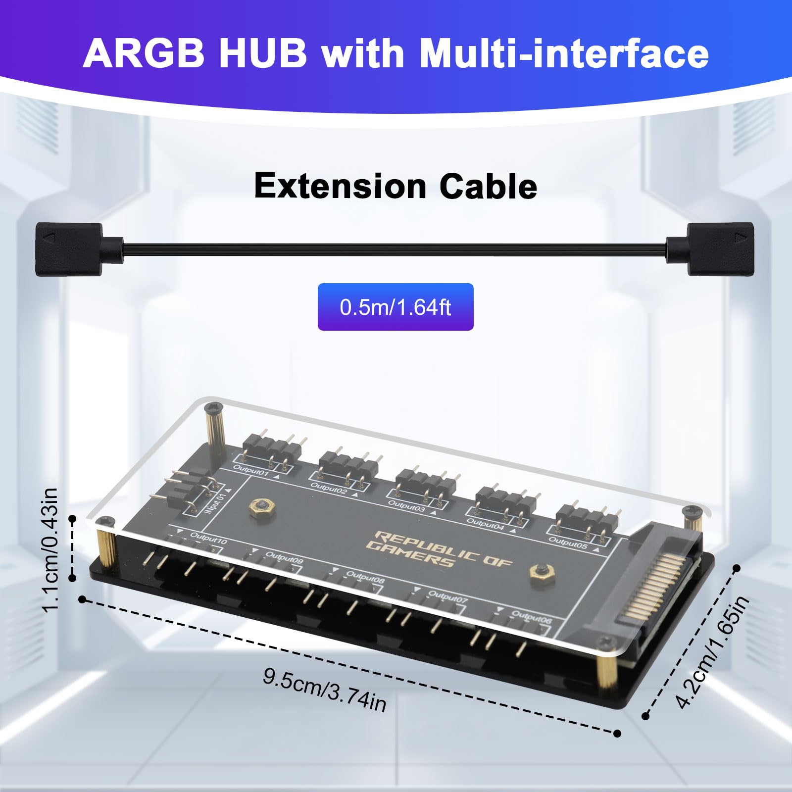 Ventilador Hub 2 Em 1 5V 3PIN ARGB SATA Power Multi Splitter 10 Way Para Caixa De PC - Faz a Boa Ventilador Hub 2 Em 1 5V 3PIN ARGB SATA Power Multi Splitter 10 Way Para Caixa De PC - Faz a Boa