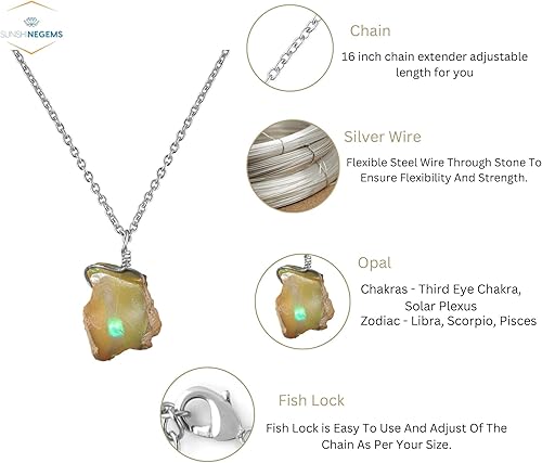 Miniatura 17 de Raw Gemstone Necklace Birthstones 1 Silver