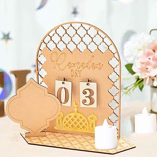 Ramadan Advent Calendar, Wooden Countdown Calendars Decorations, 30 Days Wooden Ramadan Calendar, Handmade Advent Calendar Eid Countdown Calendars Gift for Kids Adults (B)