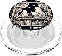 Vista 8 de Libros de lectura de fantasmas espeluznantes en una biblioteca PopSockets Standard PopGrip