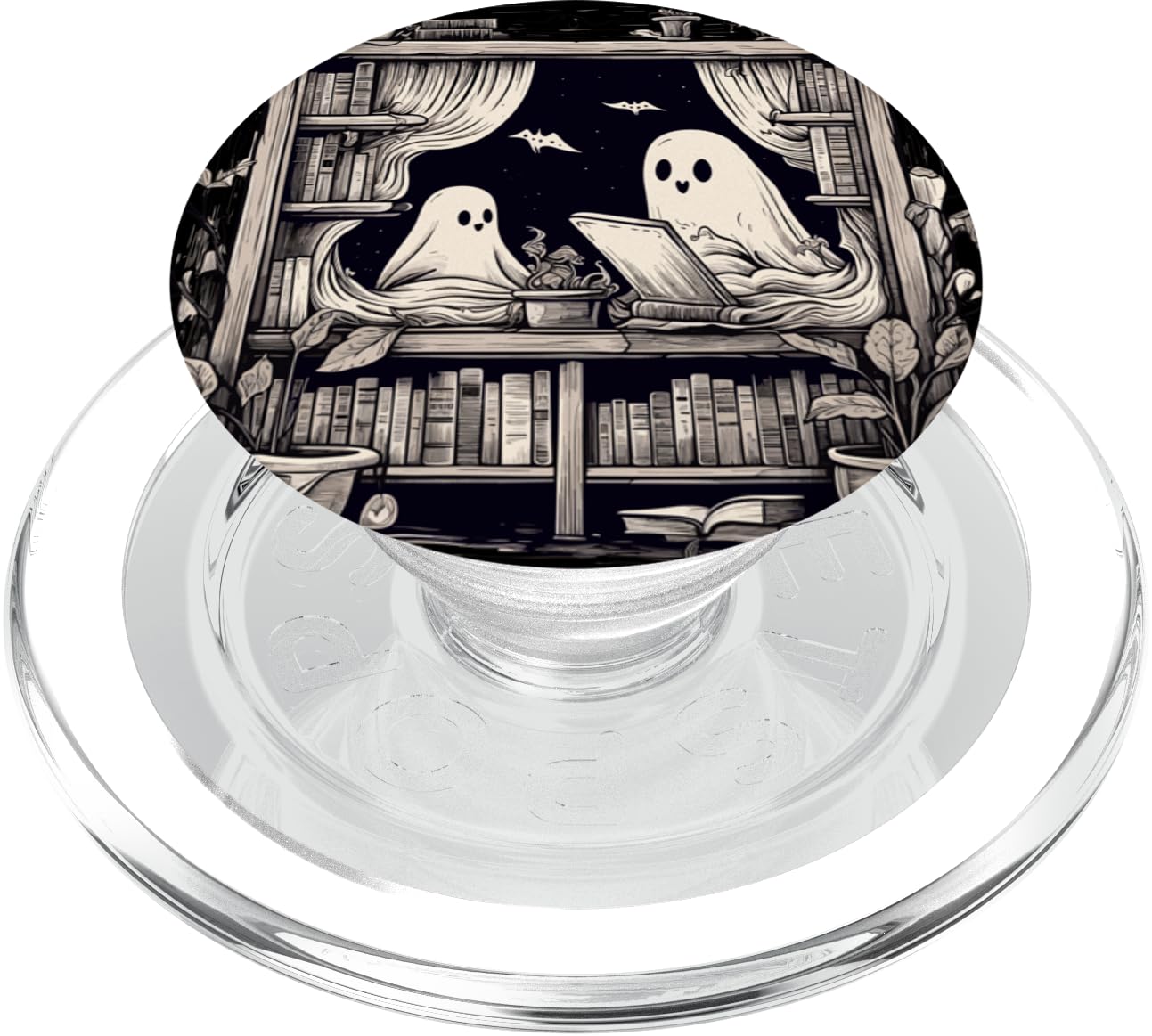 Spooky Ghosts Reading Books Library Bookworm Retro Bookish PopSockets PopGrip for MagSafe