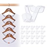 HOUSE DAY Space Saving Hangers 20 Pack, Clear Clothes Hanger Connector Hooks, Heavy Duty Hangers Space Saver, Premium College Dorm Room Essentials, Closet Organizers and Storage