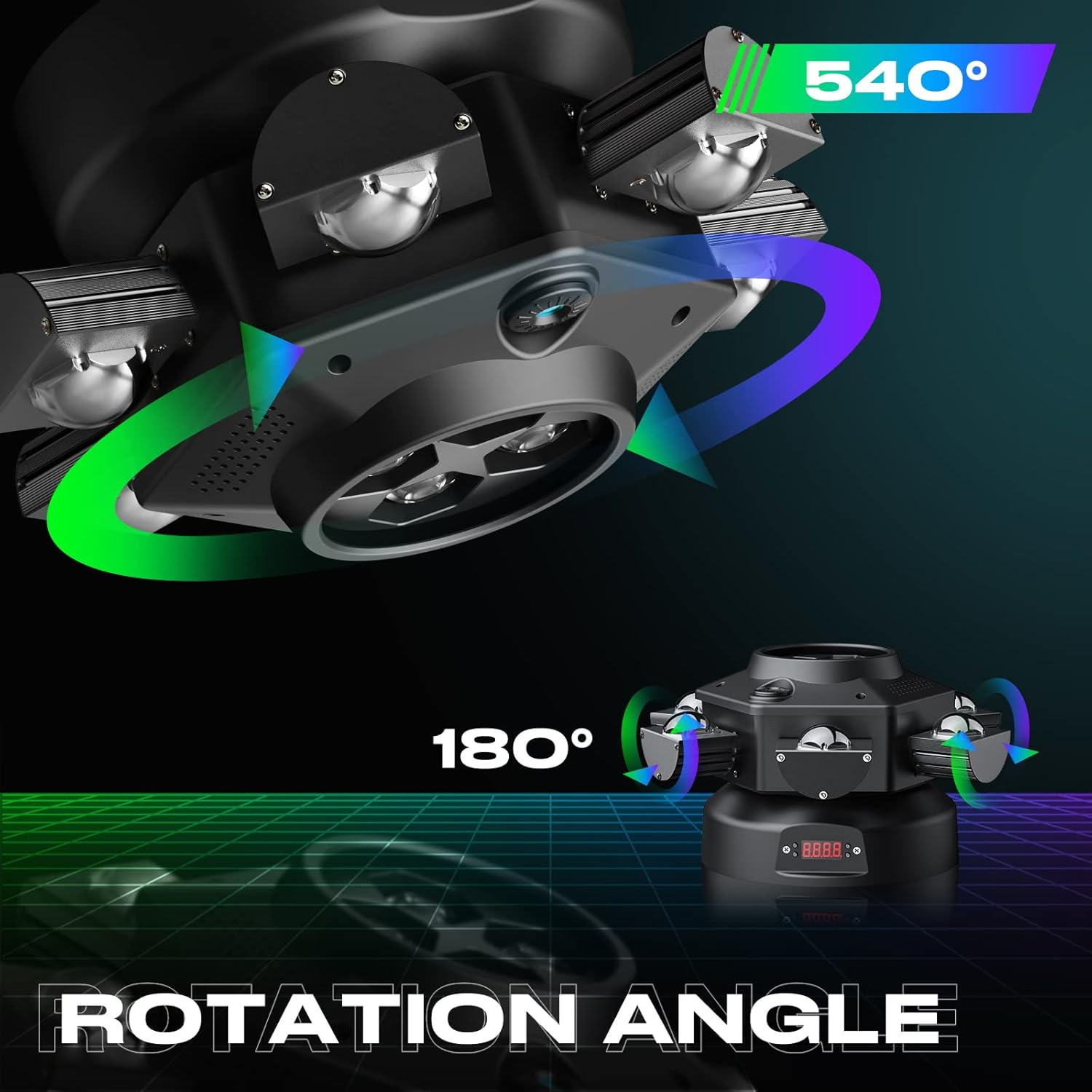 6-Pack Moving Head DJ Lights,150W Party Lights with Mixed Lighting Effects, 6 Arms Stage Light Support DMX-512 & Sound Activated, Stage Lights for Party Disco KTV Wedding Club