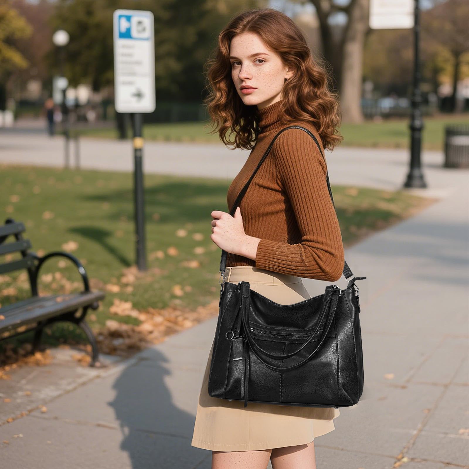 BAIGIO Bolso de Mano para Mujer Bolso de Hombro Bolso Tote de Cuero PU con Gran Capacidad Impermeable Bolsa Cruzada Bolsa de Compras para Compras Viajes Trabajo Oficina Escuela