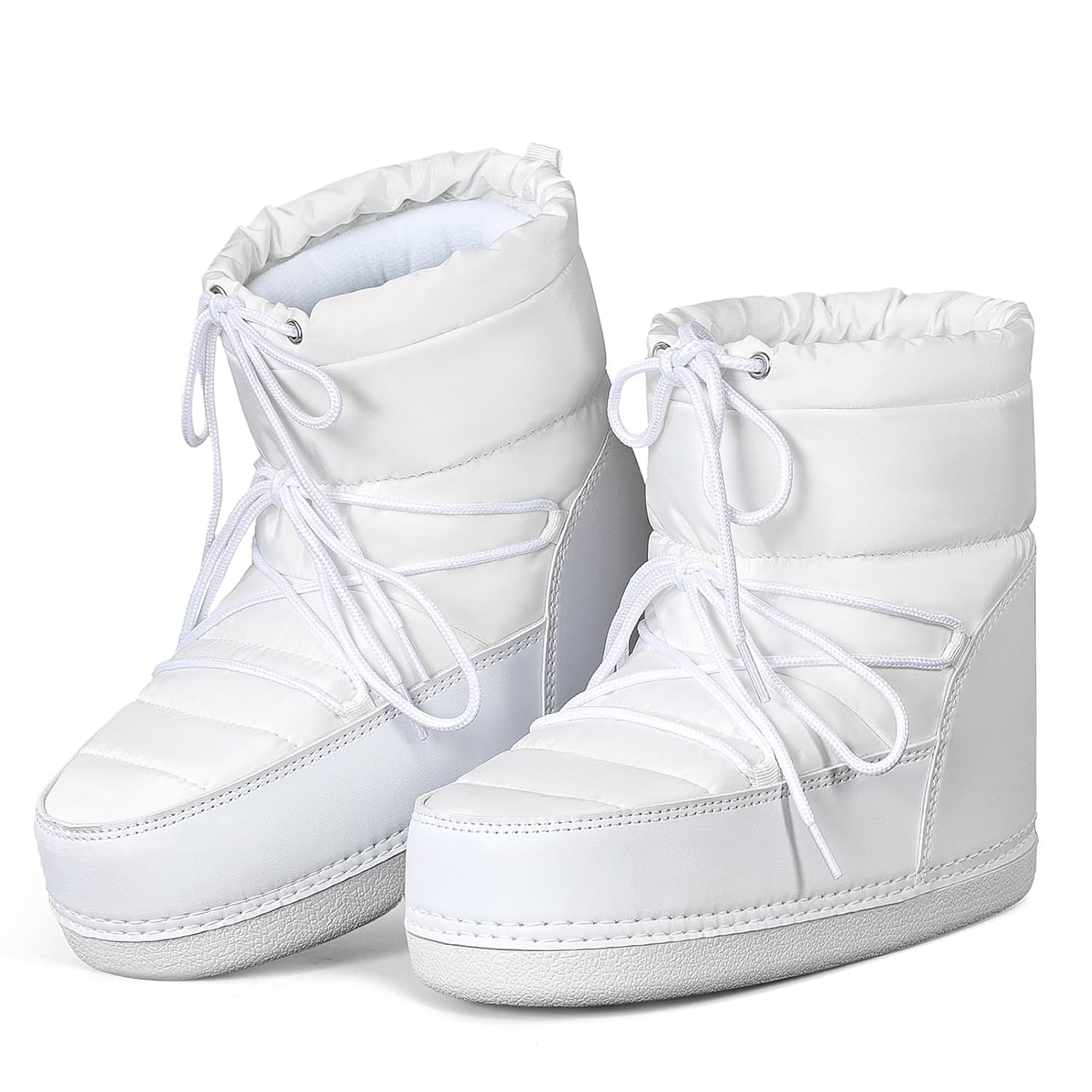Womens Winter Snow Boots Anti-Slip Ankle Booties with Warm Lining Lace-up Outdoor Shoes