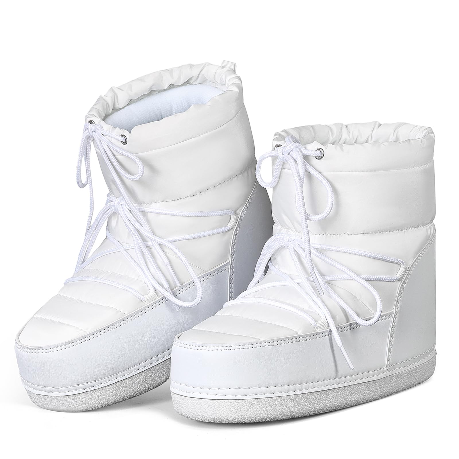 Womens Winter Snow Boots Anti-Slip Ankle Booties with Warm Lining Lace-up Outdoor Shoes