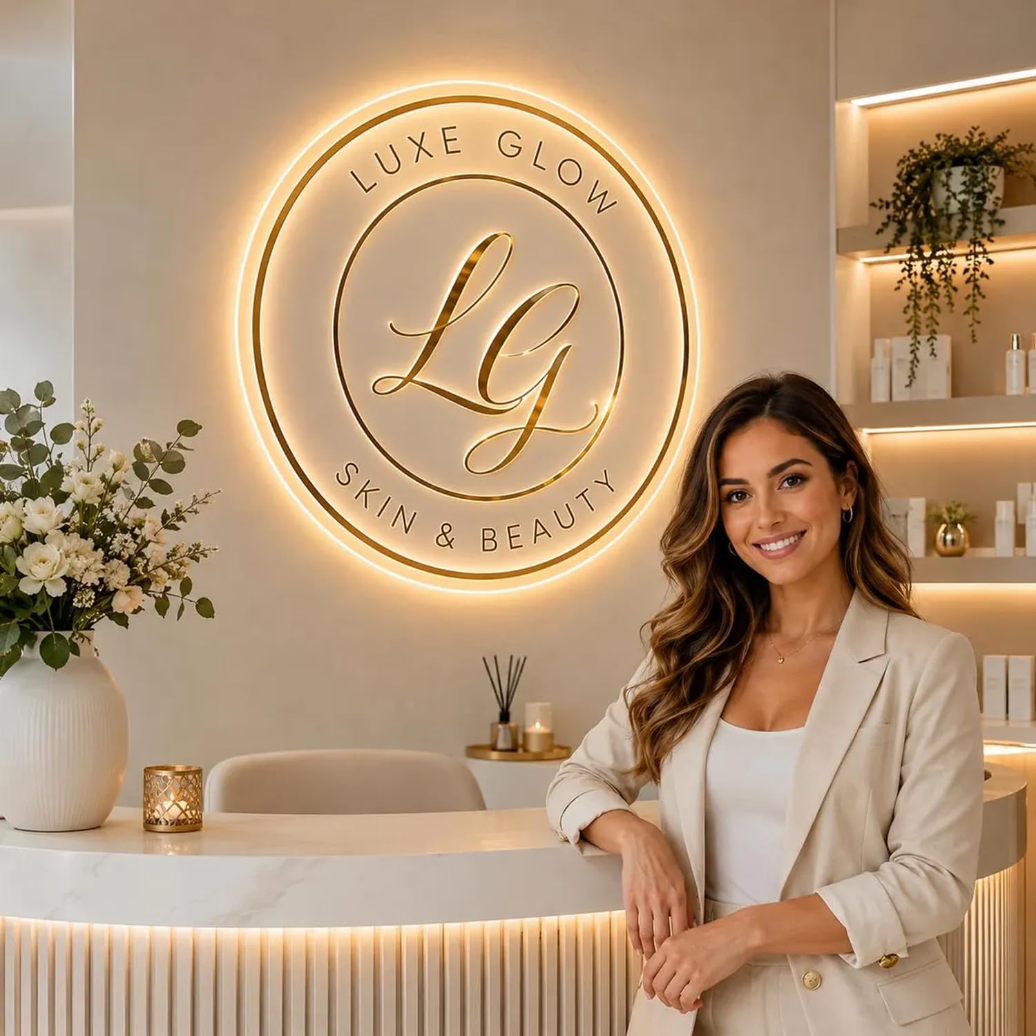 Personalisiertes LED Neon Logo Schild, Dimmbare Personalisierte Neon Leuchtreklame mit Firmenlogo, Neon Schild Personalisiert Logo, Shop, Café, Bar & Büro, Firmenlogo