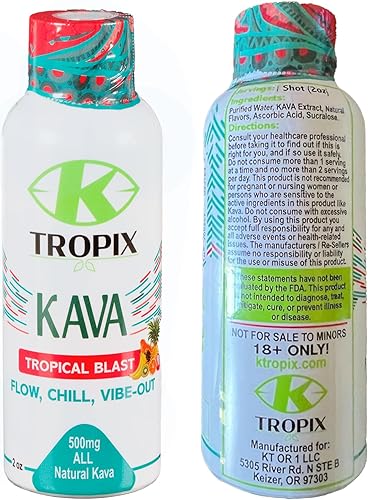 Miniatura 10 de K-Tropix Kava Shot Tropical Blast - Disparos de bienestar de 500 mg para promover la relajación y reducir la preocupación - Bebida de kava -