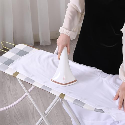 Miniatura 4 de Tabla de planchar compacta tamaño completo, ajustable plegable de pie para ropa de pie mesa de hierro extra ancha, material de madera y hierro,