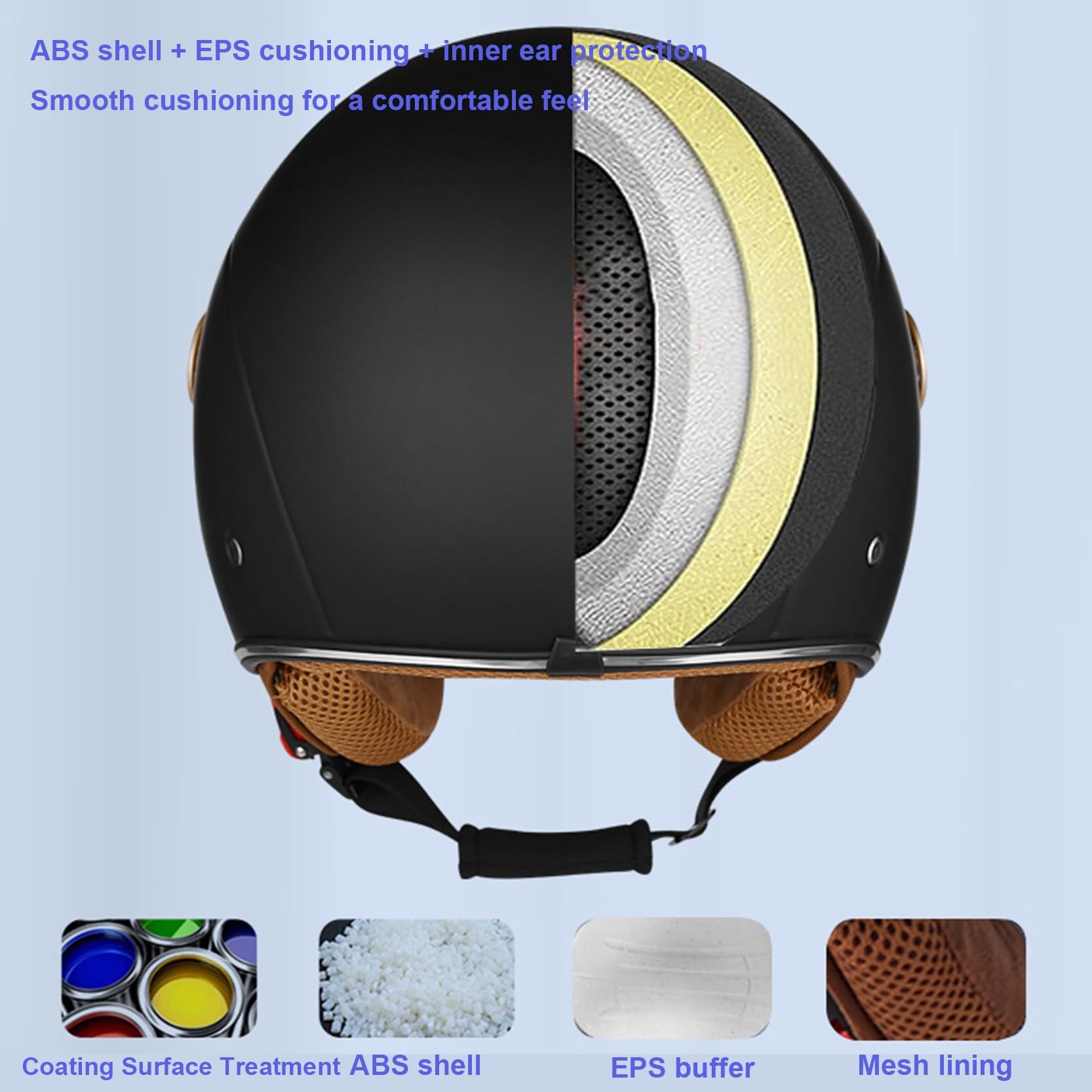Casco da moto jet con doppia visiera, casco jet retrò, mezzo casco omologato ECE/DOT, lente lunga, for uomo e donna, scooter, cruiser, scooter