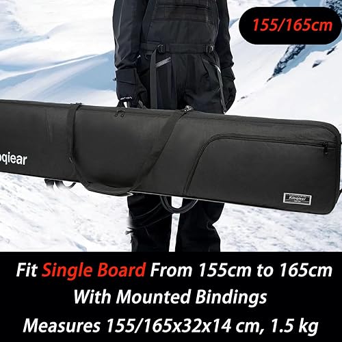 Miniatura 6 de Kioqiear Bolsa de snowboard acolchada reforzada, perfecta para viajes en avión de snowboard, gafas, guantes, botas de esquí, longitud disponible en