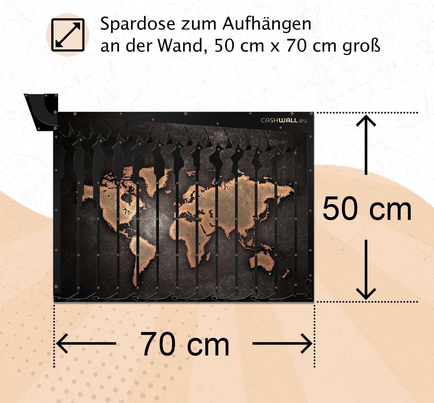 Cashwall Jackpot-Effekt Spardose: Personalisiert mit Namen, Bild und Text | spardose nicht zum öffnen, zum aufhängen, 1 Euro geld sparen challenge, groß xxl spardose für erwachsene & kinder, sparbox