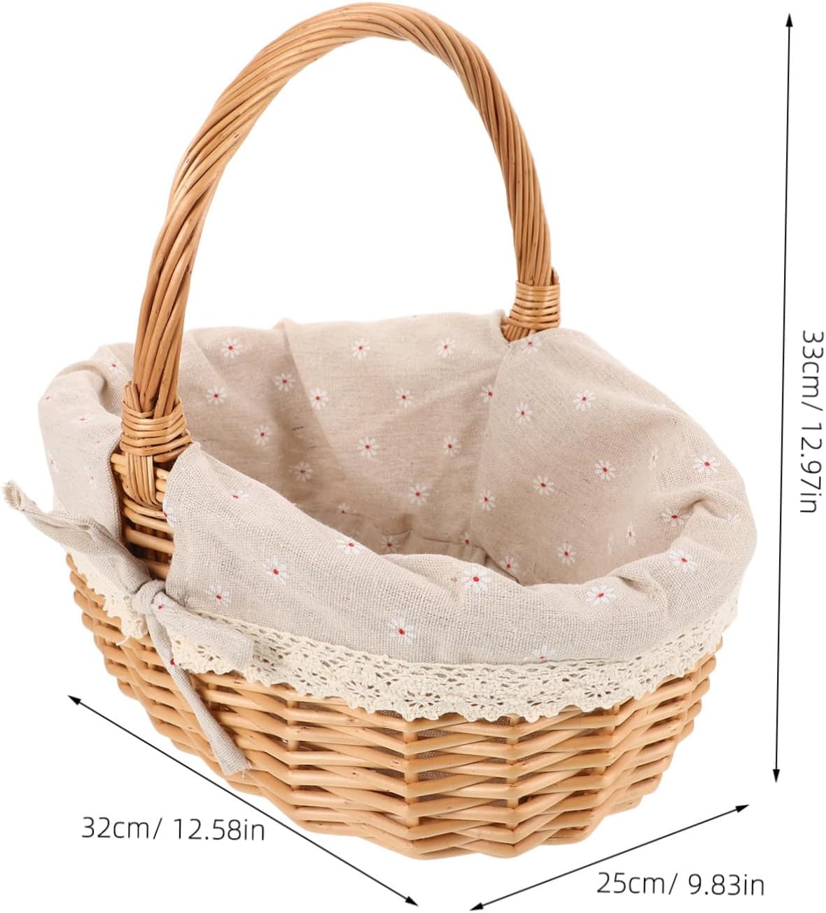 Rustic Woven Picnic Basket with Wooden Handles Medium Empty Basket for Fruit Storage and Shopping for Outdoor Use and Home Organization