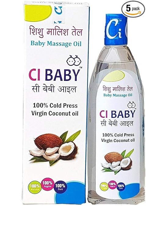 Ci Baby Rich Moisture with Coconut Oil & Vitamin E Enriched with Nature's Best Herbs,| Enhances Bone Mineralization Massage Oil for Babies (100 ml, 0-5 Yrs) (Pack Of 5 100 ml)