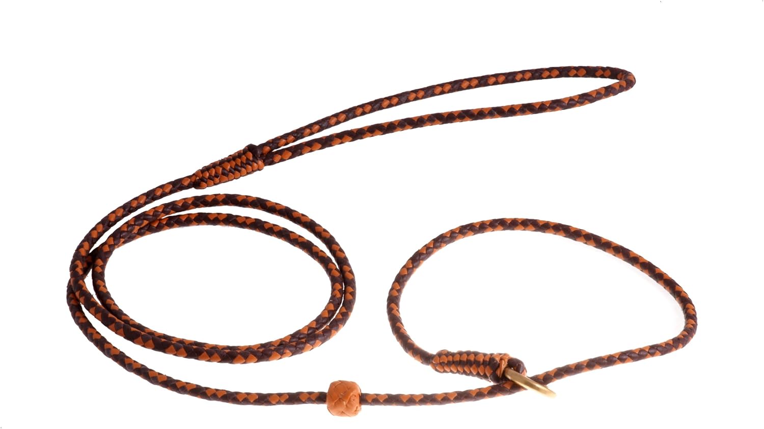 Alvalley Braided Leather Dog Leashes with Stopper - Pet Slip Leads for Dogs - Soft Gentle Leash - Adjustable for Small, Medium, Large & Extra Large Dogs (Brown, 4ft Long, 3/16in Thick)