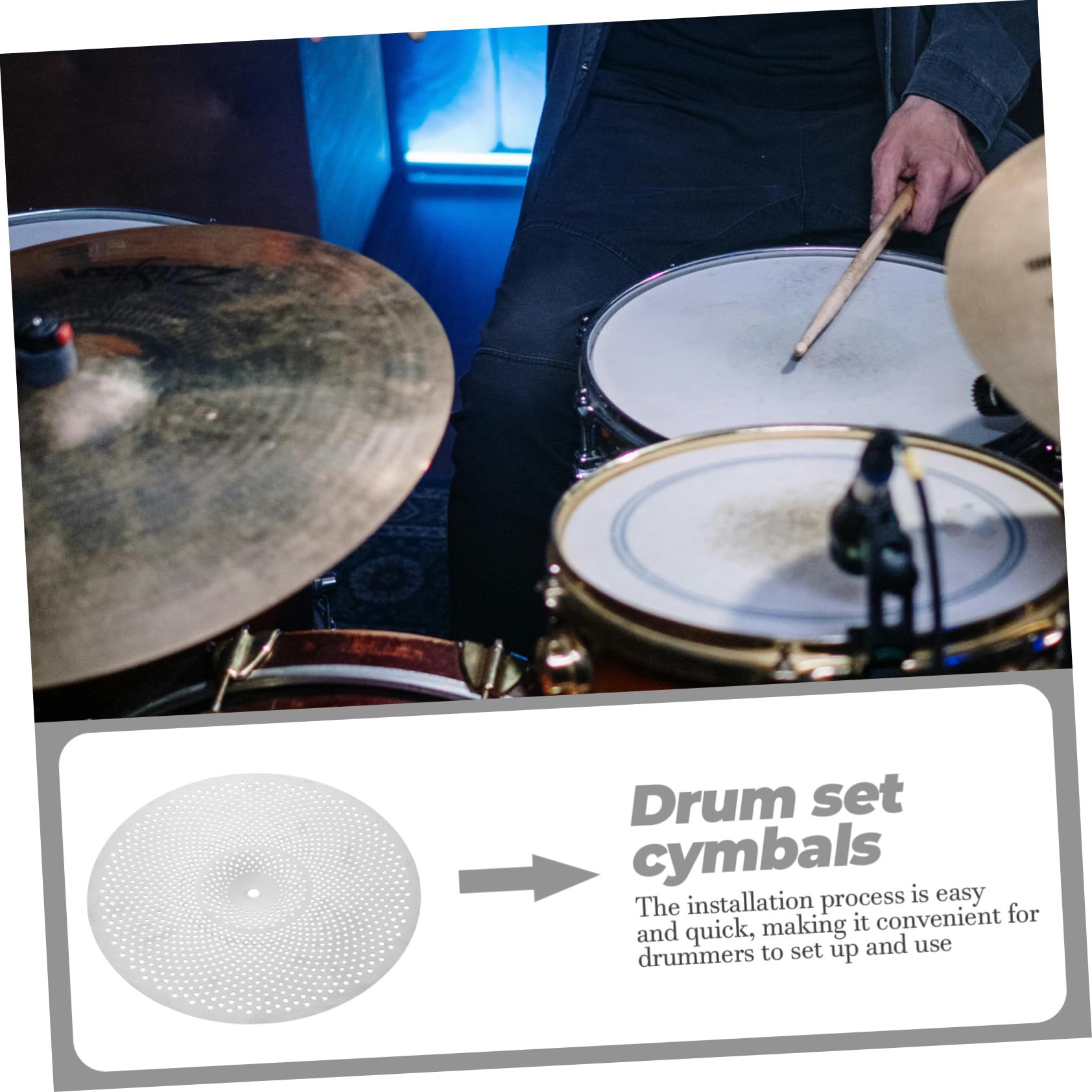 ibasenice Cymbal for Drums Alloy Construction Low Volume Cymbal Mute Crash Sound