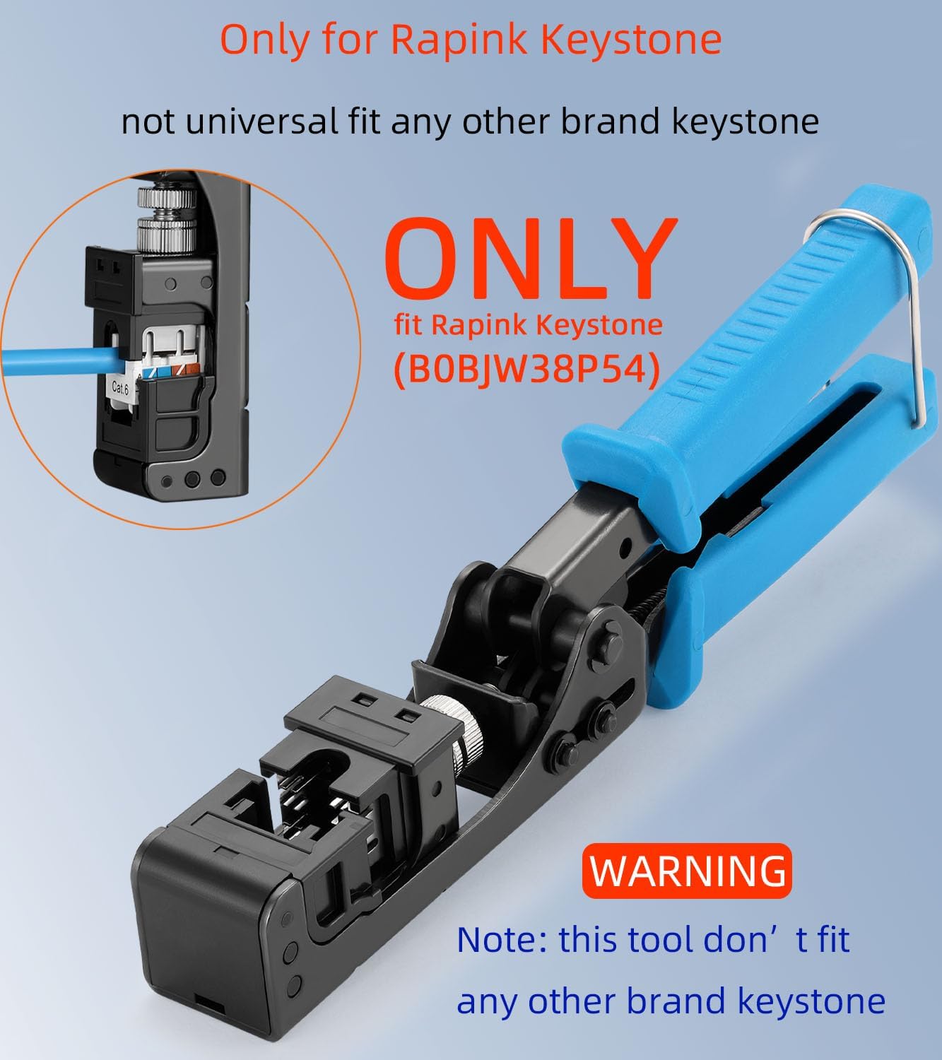 Rapink Speed Keystone Jack Tool for 90 Degree RJ45 Keystone, Ethernet Keystone Punch Down Tool for Time-saver and Effort-saver, Cat 6 Punch Down Tool Finger-hurt-free (Only for Rapink Keystone)