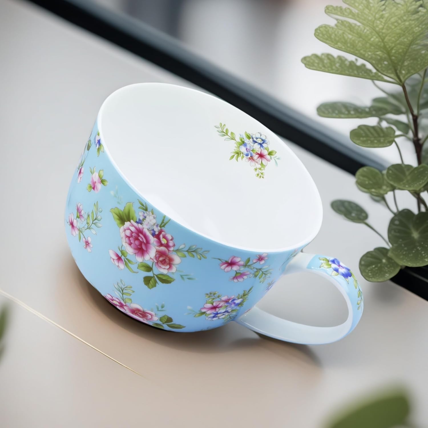 Large 24oz Coffee Cups Soup Mugs with Handles Traditional Large Cup Large Bone China Coffee Mugs Cup for Soups Cereals - Image 4