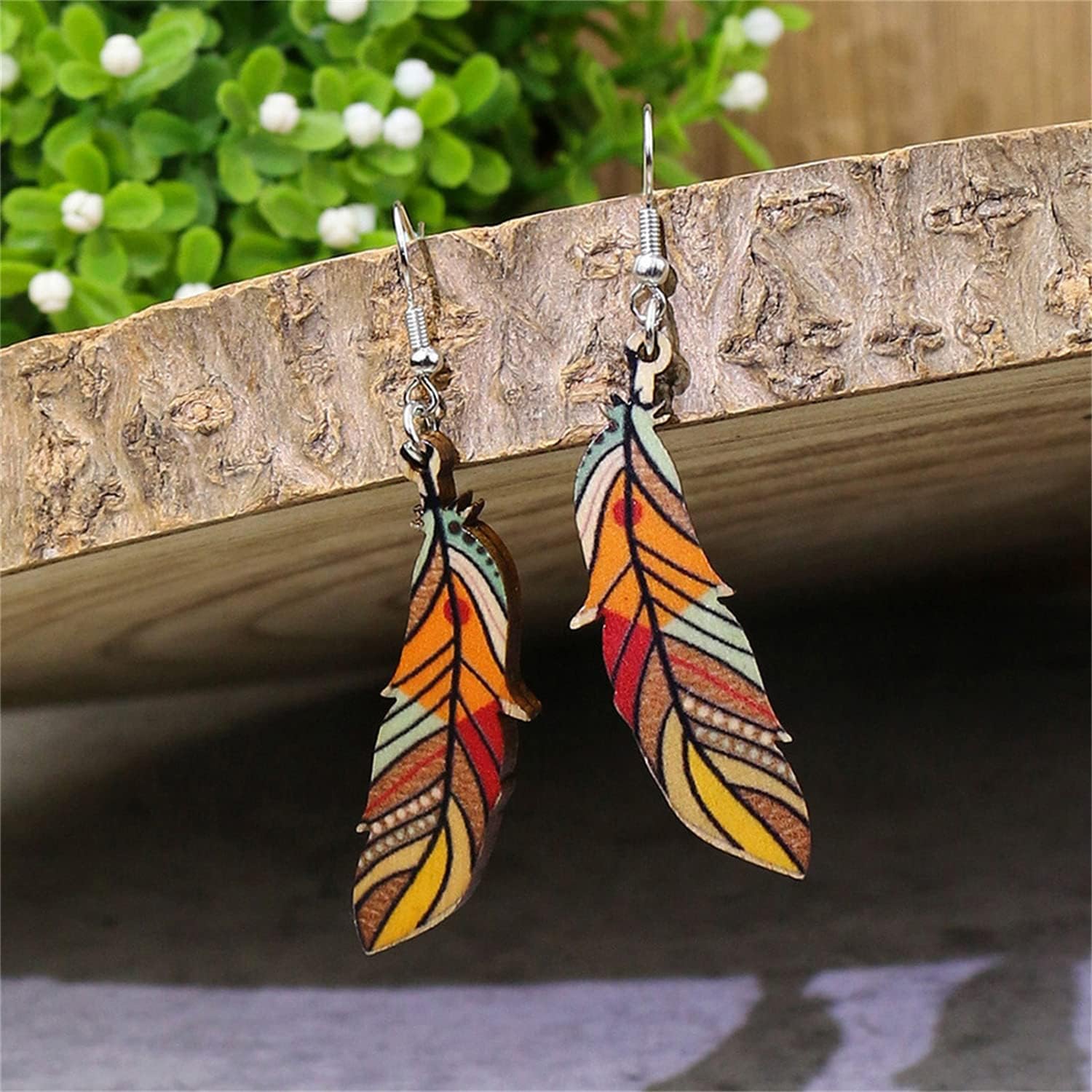 Handmade Bohemian Lightweight Cute Colorful Nature Wooden Leaf Dangle Drop Earrings for Women Statement Jewelry Gifts - Image 9