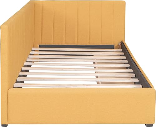 Miniatura 7 de Sofá cama tamaño individual tapizado con cajones de almacenamiento, marco de cama de día de madera con soporte de listones, marco de sofá cama