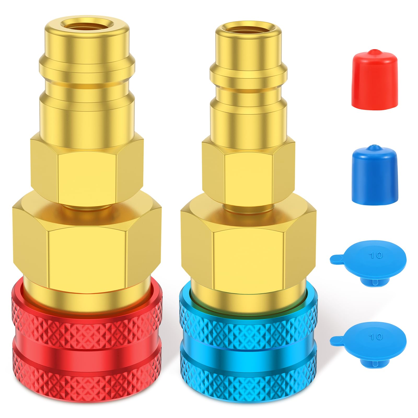 2 Pcs R1234YF Quick Coupler R1234yf to R134a Adapter High Low Quick Connector Conversion Set for Car Air Conditioning Refrigerant Charging