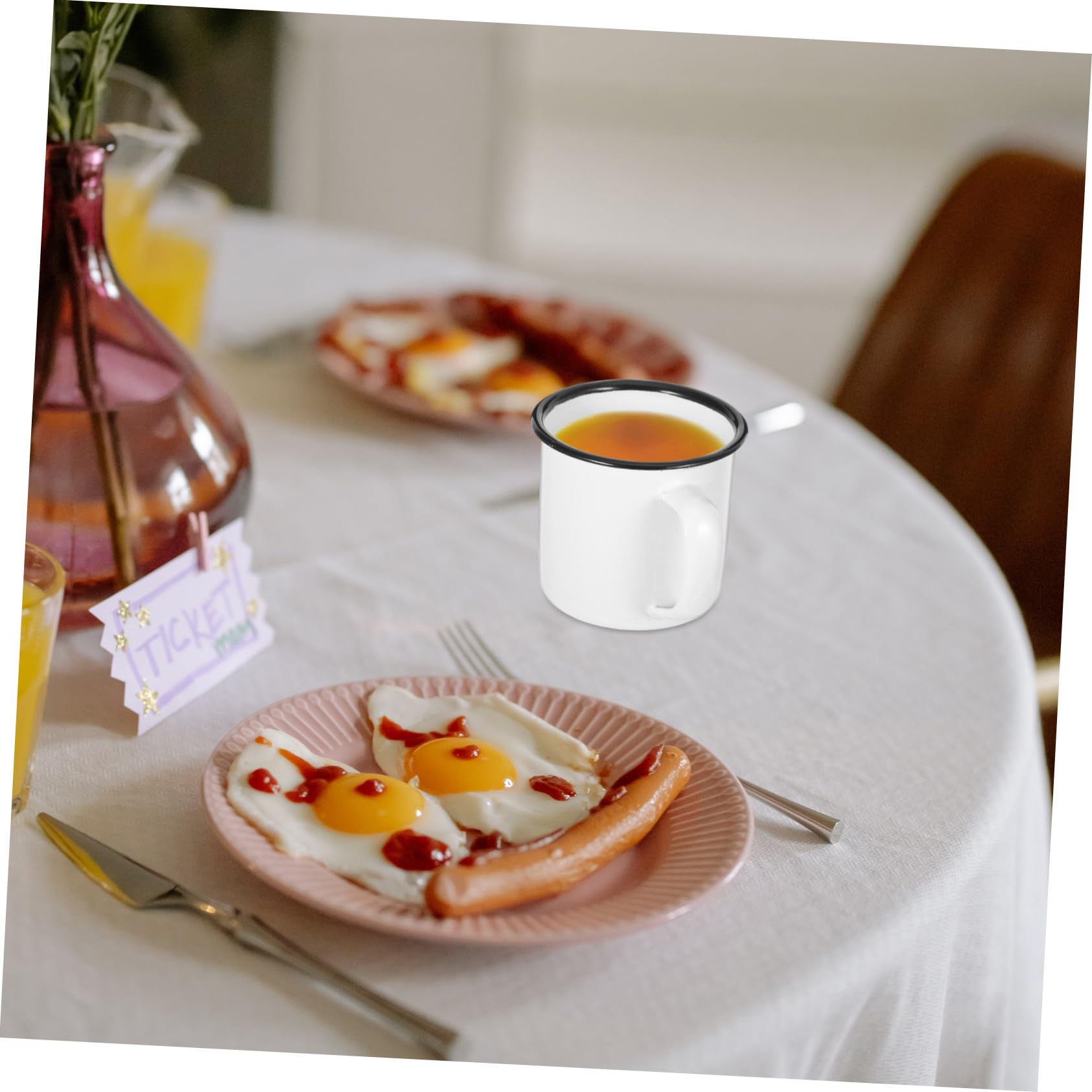 4 Stück Teiliges Retro Emaille Trinkbecher Robuster Camping Kaffeebecher mit Rutschfestem Griff Farbiges Vintage Design Vielseitig für Zuhause Büro Restaurant und Outdoor Geeignet