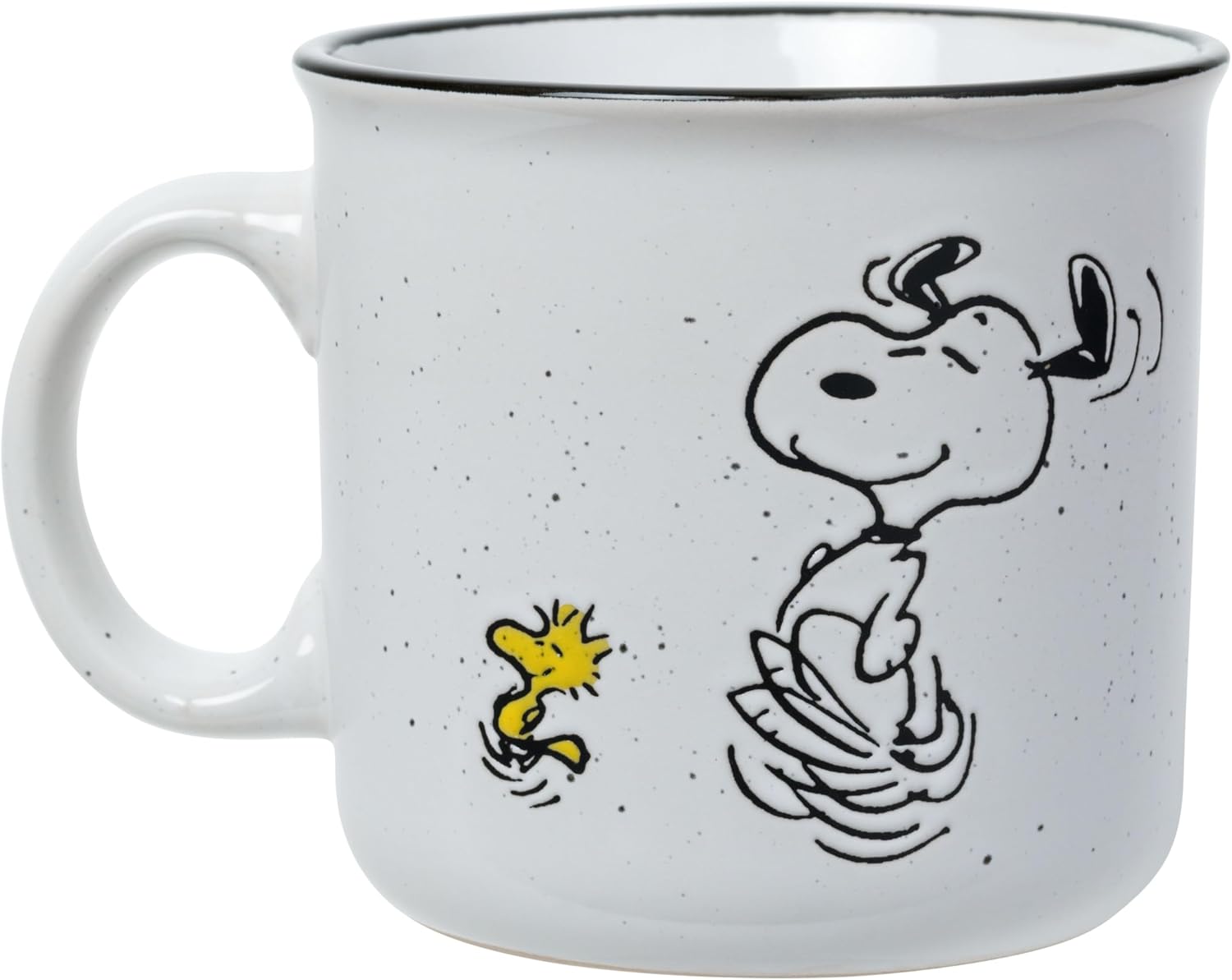 Silver Buffalo Peanuts Snoopy Woodstock Happy Dance Wax Resist 20oz Ceramic Camper Mug - Image 2