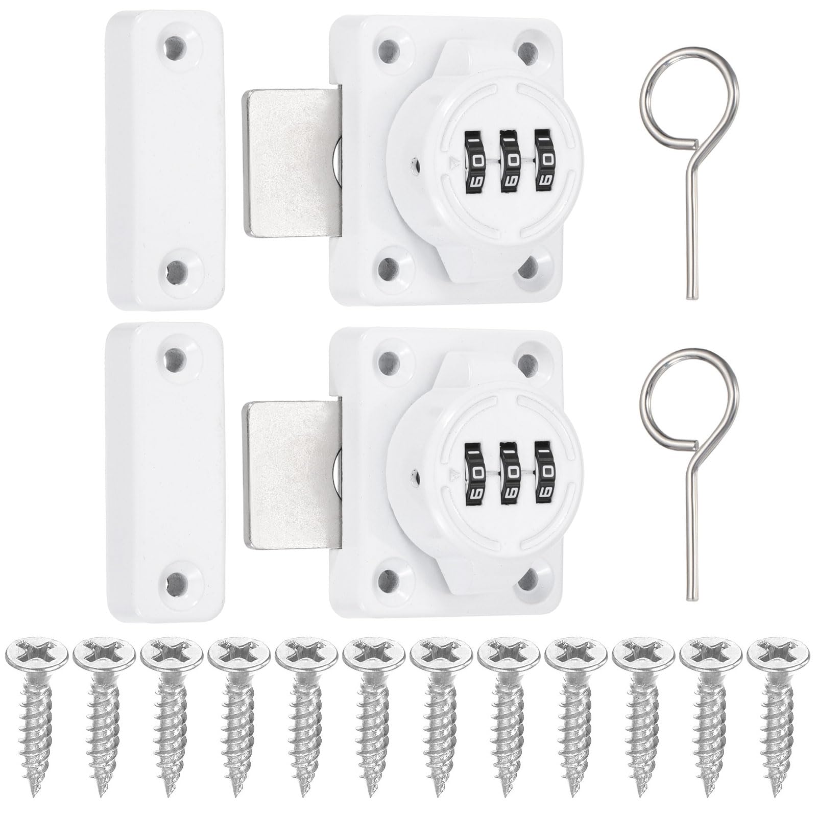 PATIKIL Combination Cabinet Latch,2 Pcs Zinc Alloy Mechanical Keyless Password Lock 3-Digit Password Cabinet Lock Safety Lock with Screws for Cabinet Drawer Cupboard, White