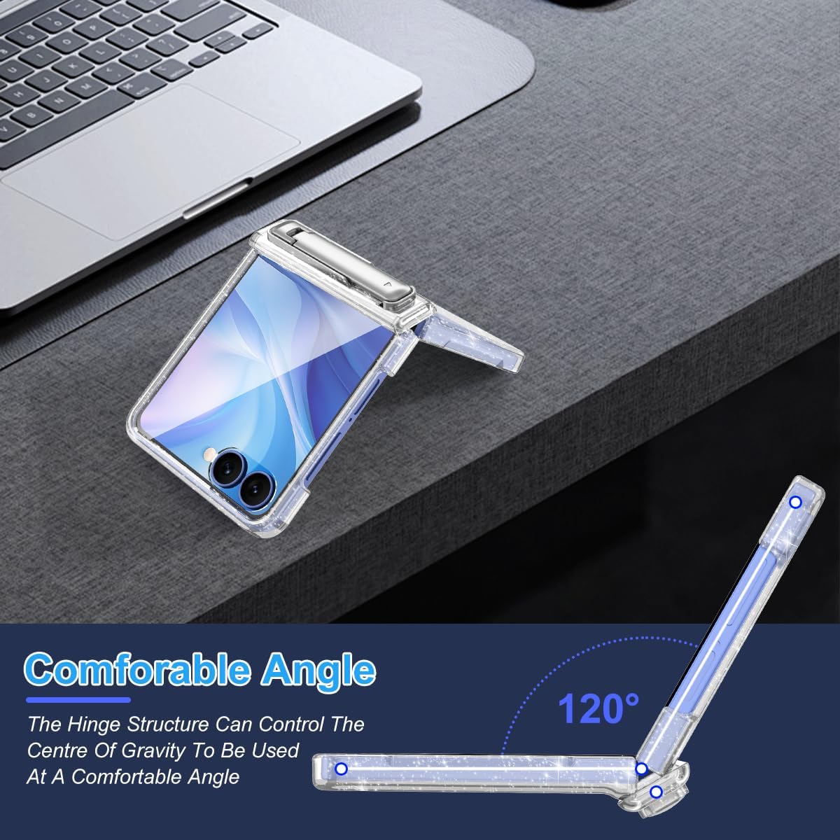 for Galaxy Z Flip 7 Case, [Compatible with MagSafe][Built-in Screen Protector][Kickstand][Hinge Protection], Hard PC Slim Fit Shockproof Protective Case for Samsung Galaxy Z Flip 7, Clear