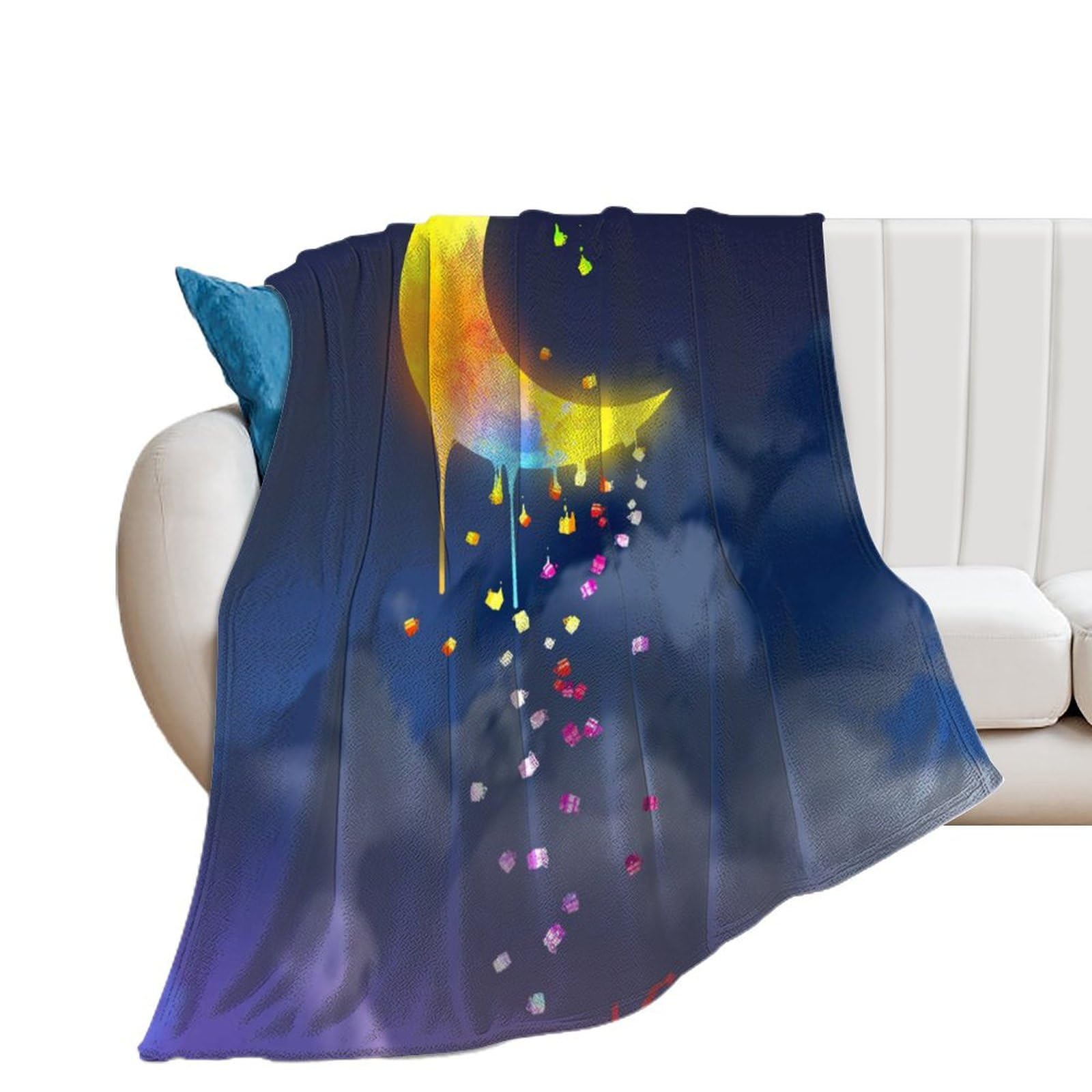 Couverture polaire lune 130x150 cm pour lit et canapé de salon