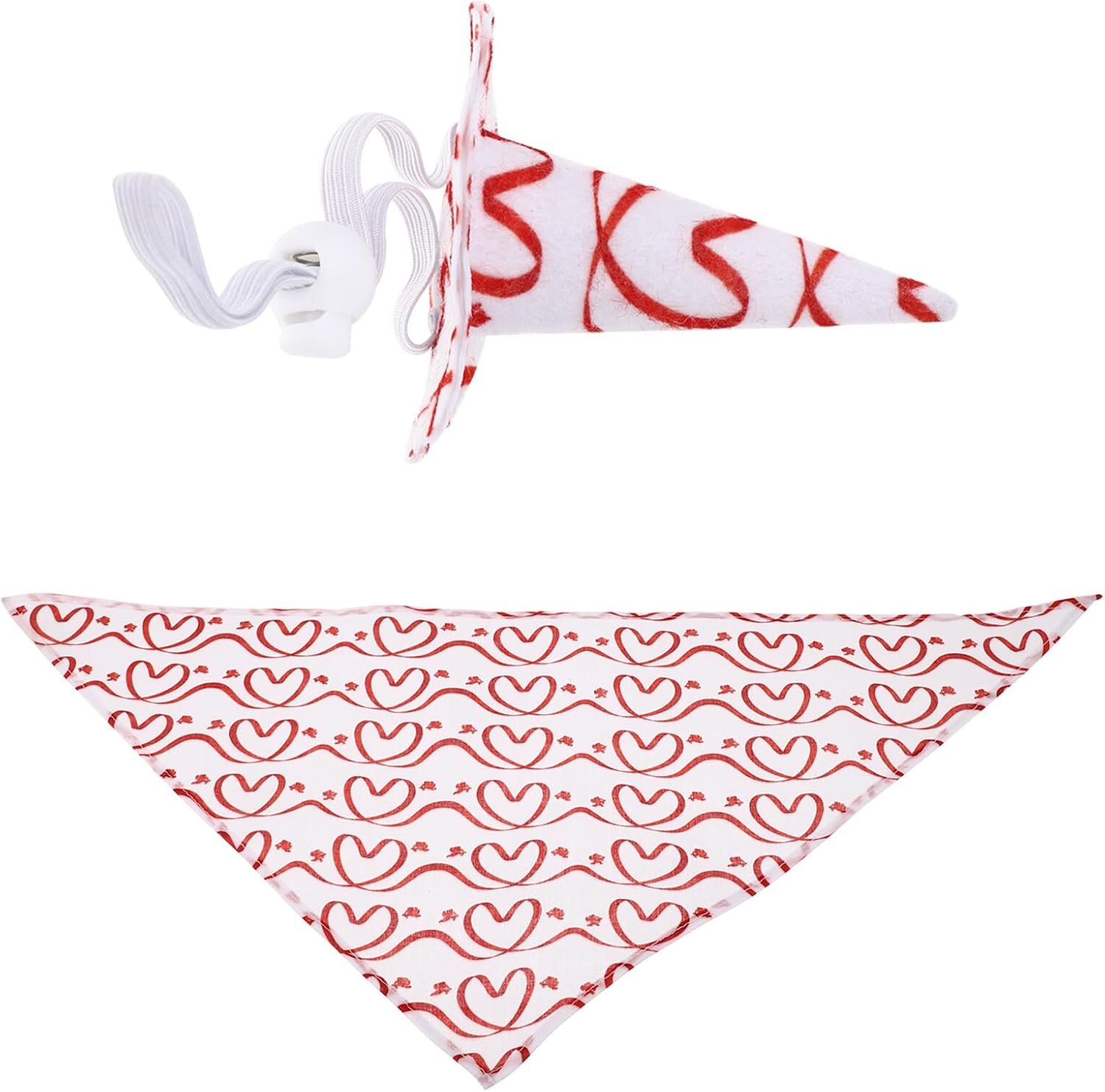 Ciieeo Valentine’s Day Pet Hat and Triangle Scarf Set, 4 Hats and 4 Saliva Bibs, Small Size, Soft Fabric, Party Decoration Accessories for Dogs and Cats