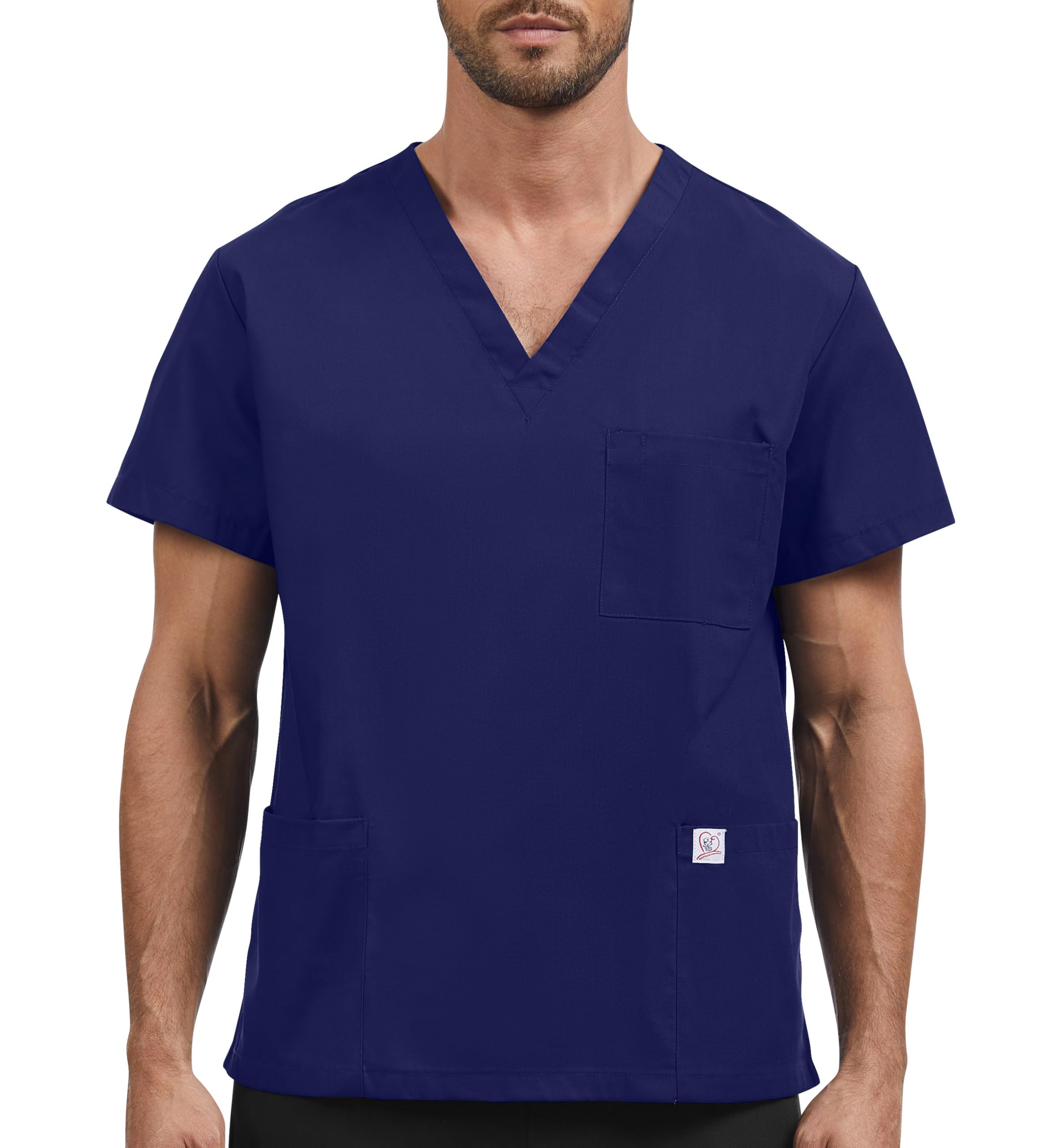 JONATHAN UNIFORM Mens V Neck Tunic Scrub Top with 3 Pockets for Dental, Doctor, Vet, Clinic, Elderly Carer (Navy, 2XL)