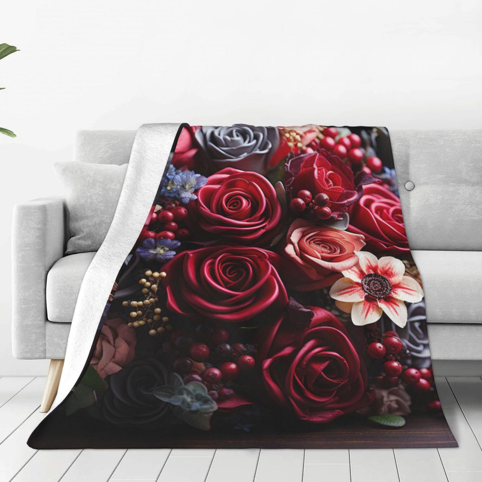 Couverture en micro polaire fleurie pour cocooning sur le canapé et nuits douillettes