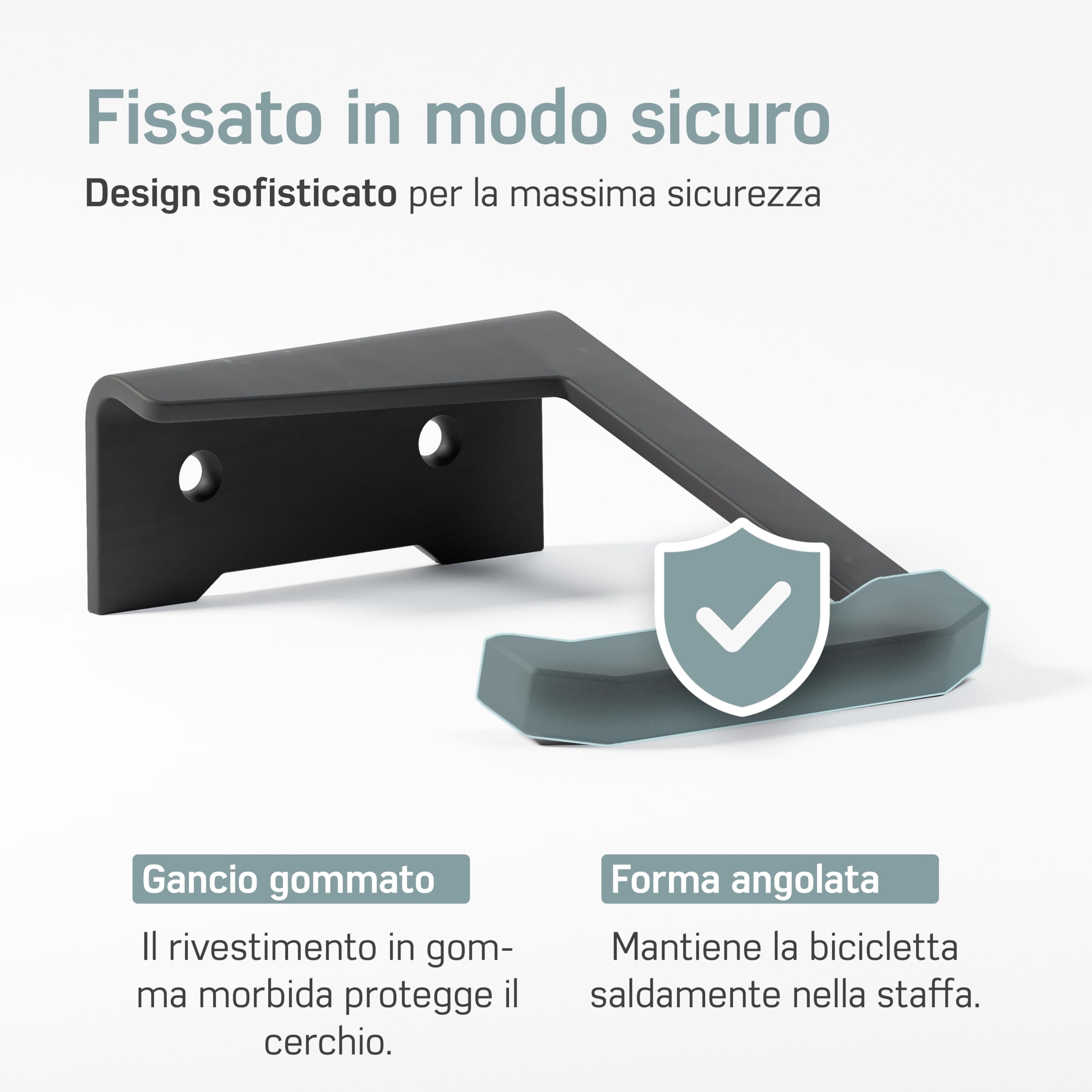 Borgen Supporto da parete per bici verticale nero opaco per E-bike MTB bici da corsa con cuscinetti