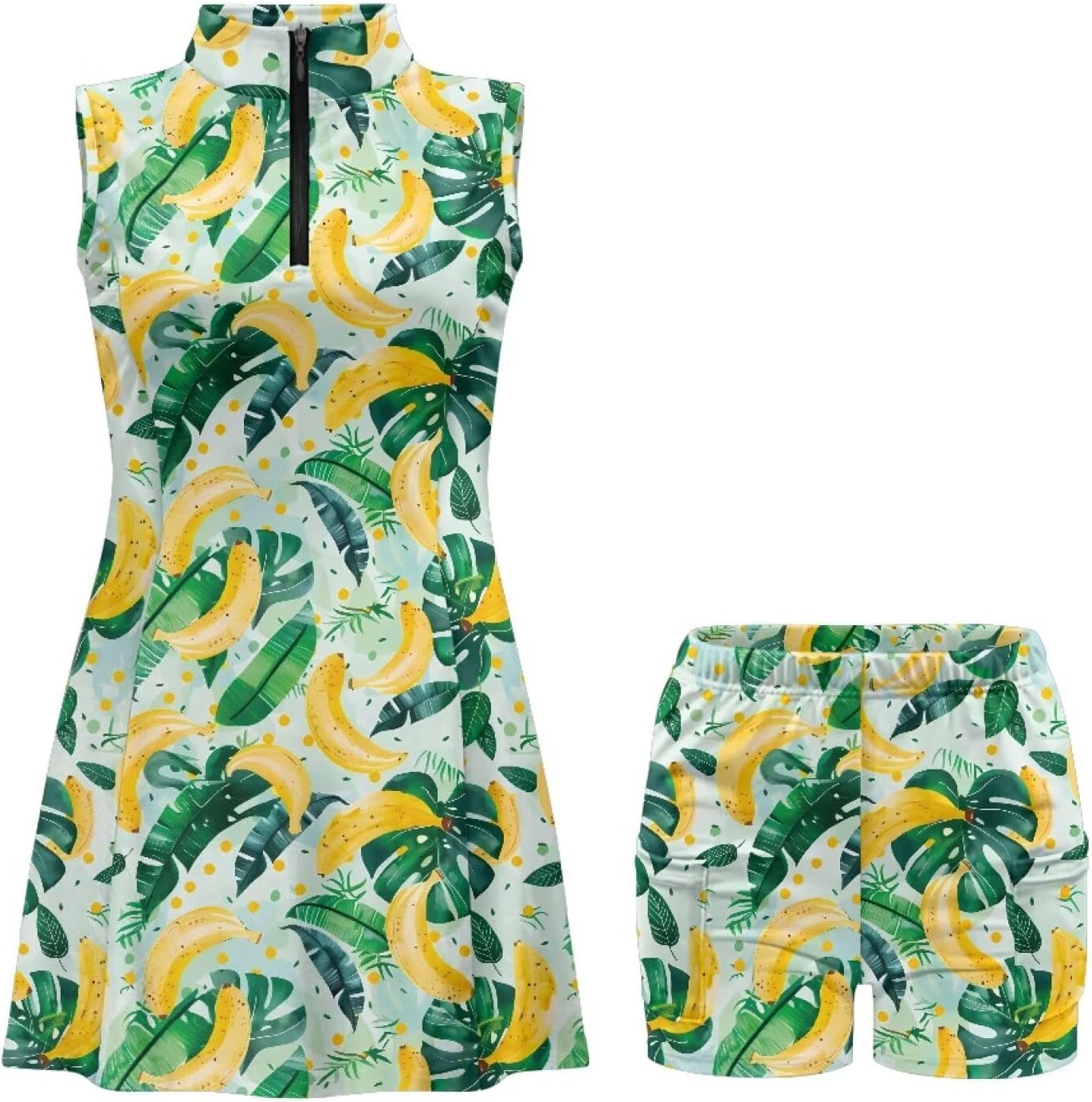 doginthehole Golf Dresses for Women with Shorts and Pockets Sleeveless Tennis Dress Zip Up Athletic Dresses XS-2XL