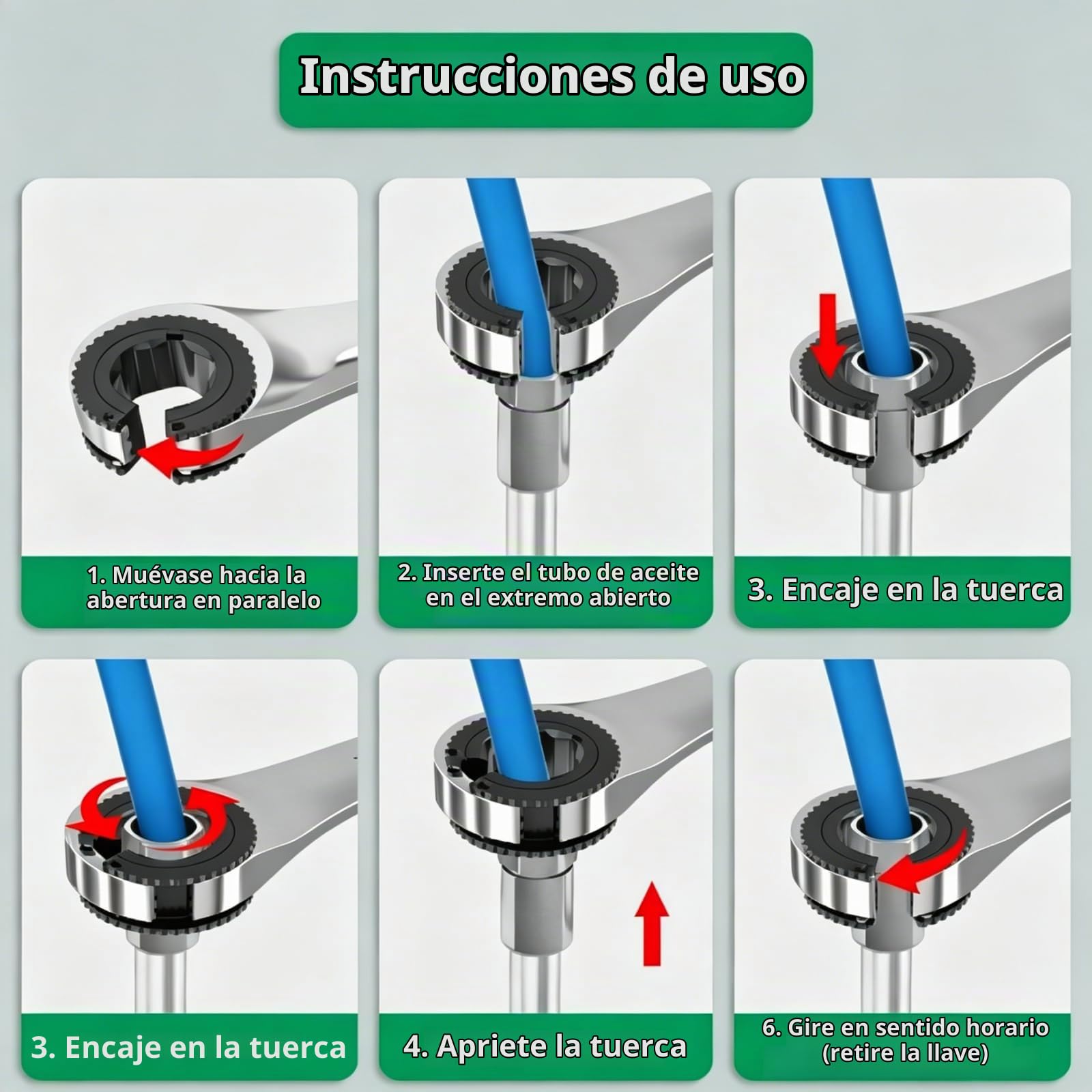 Juego De Llaves Fijas Con Carraca, 6 Piezas 10-17mm Juego De Llaves Combinadas Con Carraca Abierta, Llave Tubo Para Frenos, LíNea De Combustible Para ReparacióN De Coches, Aire Acondicionado