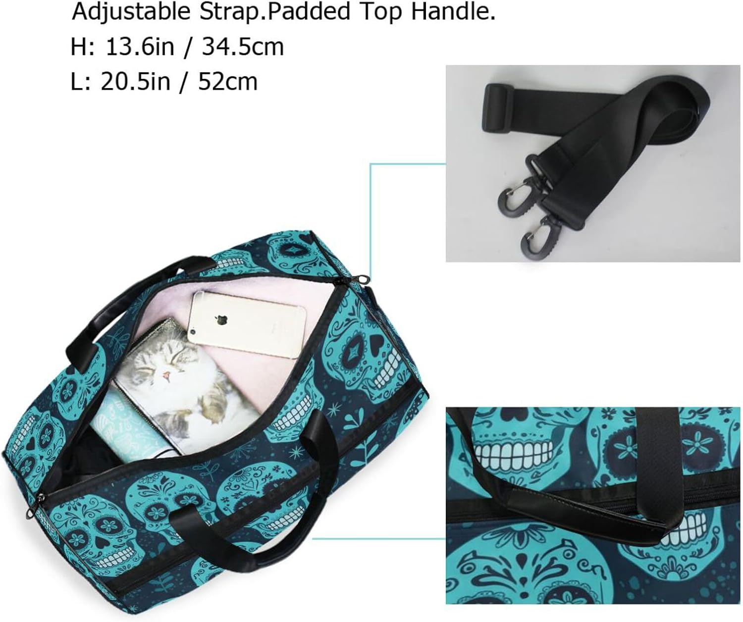 Skull Duffel Bag Gym bag Weekender Travel Bag for Gym Beach Travel School Daily Bags 1