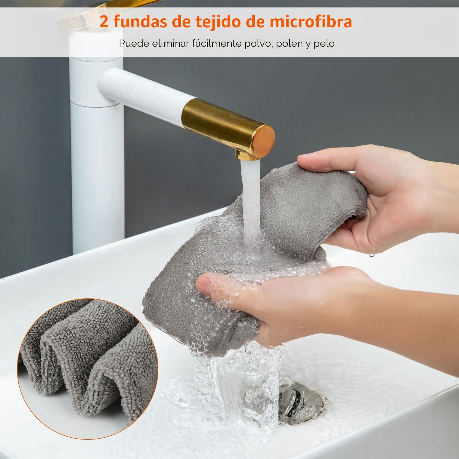 Plumero Plano, Cepillo Limpieza de Polvo con Varilla Telescópica de Acero Inoxidable, Limpiador de Polvo Retráctil, Plumero Atrapapolvo Microfibra Lavable para Piso, Debajo de la Sofá y el Cama