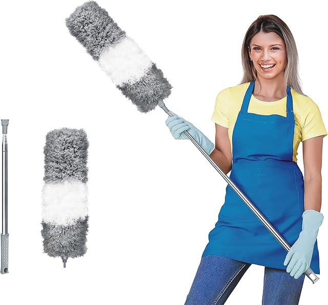 ArobiaSB Microfiber Feather Dusters for Cleaning Extendable Duster 110 Inches Long for High Ceilings Home Furniture Car Telescopic Pole Feather Duster Telescopic Duster Extendable Feather duster