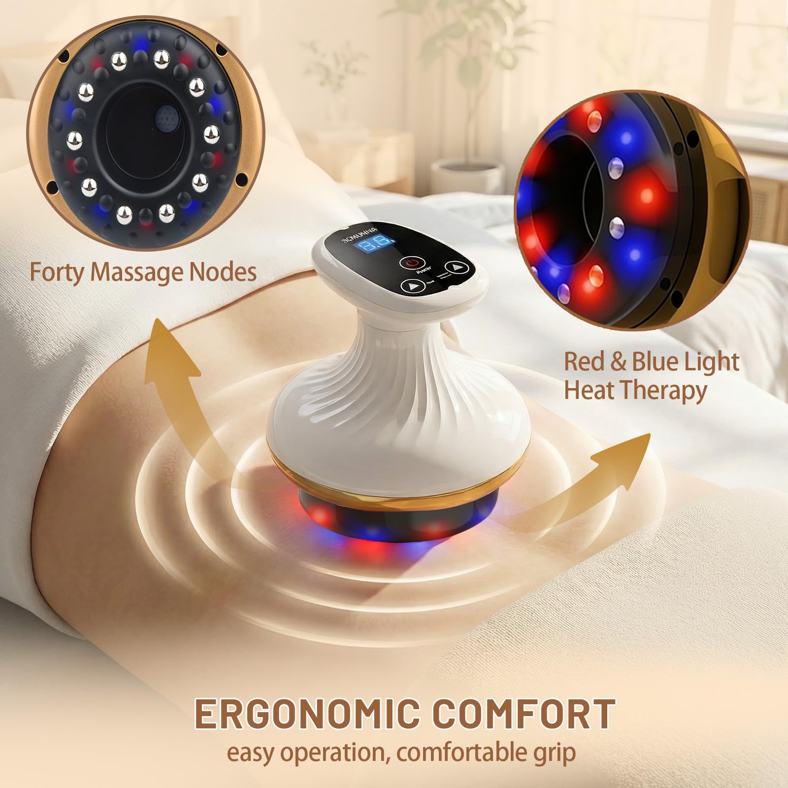 Cellulite Massagegerät, Elektrisch Schröpfgerät Gua Sha Anti Cellulite Massager, Vakuum Massagegerät mit 9 Saugstufen & Wärme für Straffung Bauch, Taille, Arme & Beine