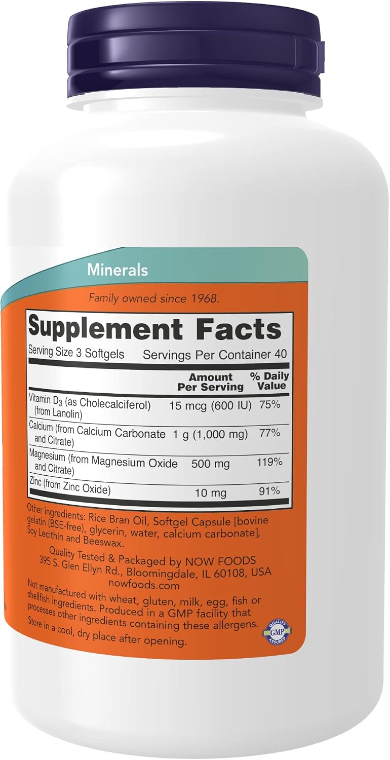 NOW Supplements, Calcium & Magnesium with Vitamin D-3 and Zinc, Supports Bone Health*