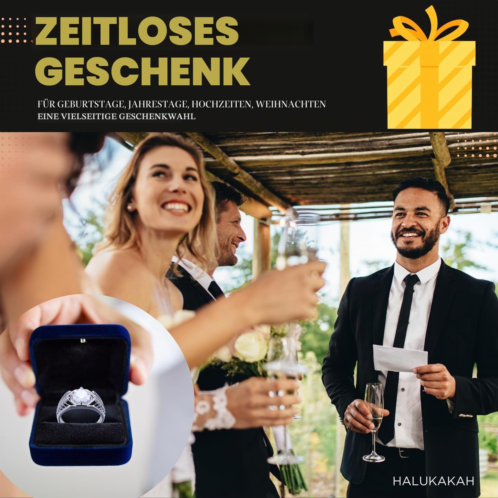 Halukakah Herren Moissanite Ring 925er Sterlingsilber mit 2 Karat Diamant und Zertifikat,2,0ct Luxusschmuck für Verlobungen,Verstellbare Größe,Marine Melodie,für Ehemann,Freund,Jubiläum,Hochzeit