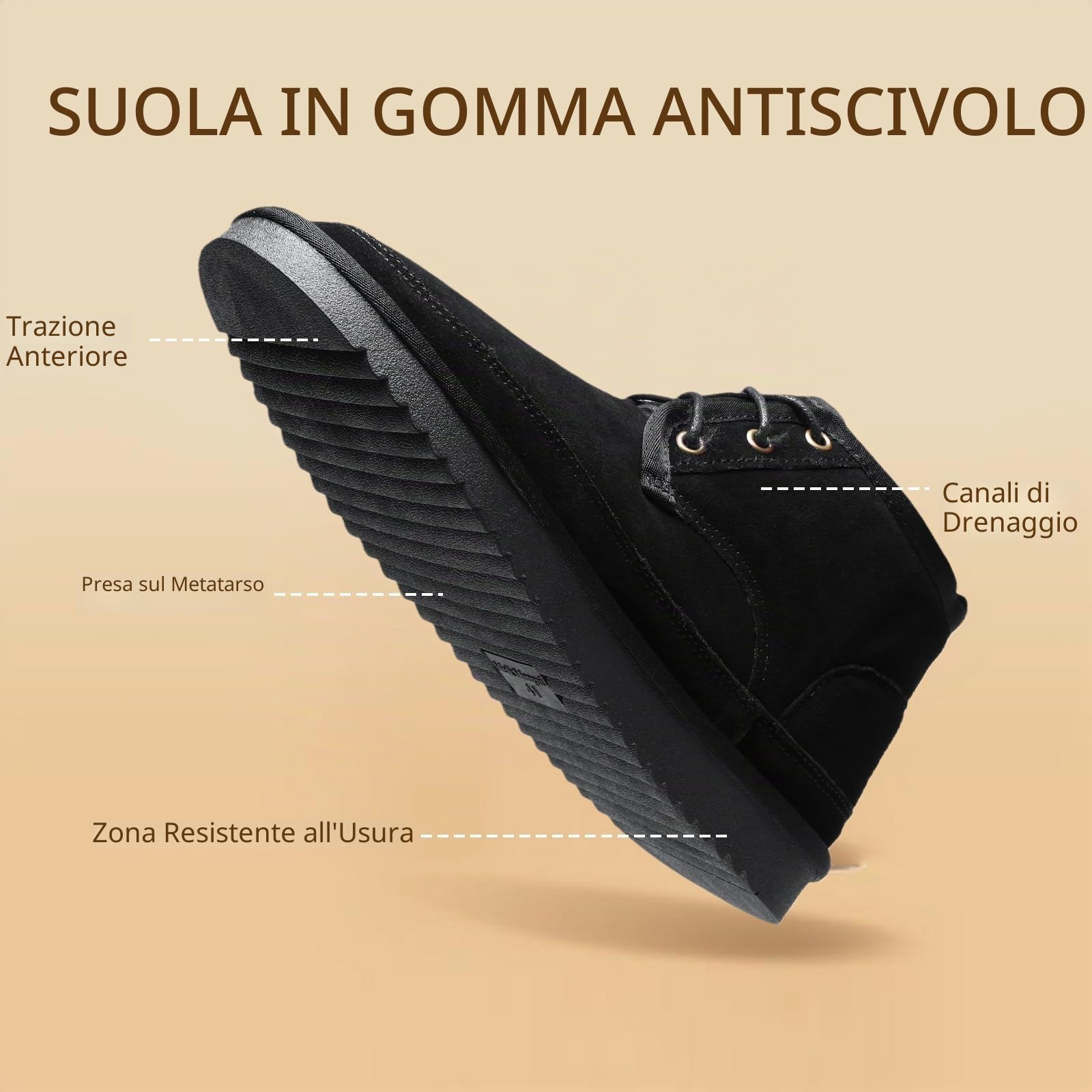 Meik Mangni Stivali da Neve Donna Stivaletti Invernali Uomo Comodi Scarpe con Calda Foderati Antiscivolo Scarponi Neve Classici Snow Boots Esterno Nero 40EU（Dimensioni della Suola 41EU）
