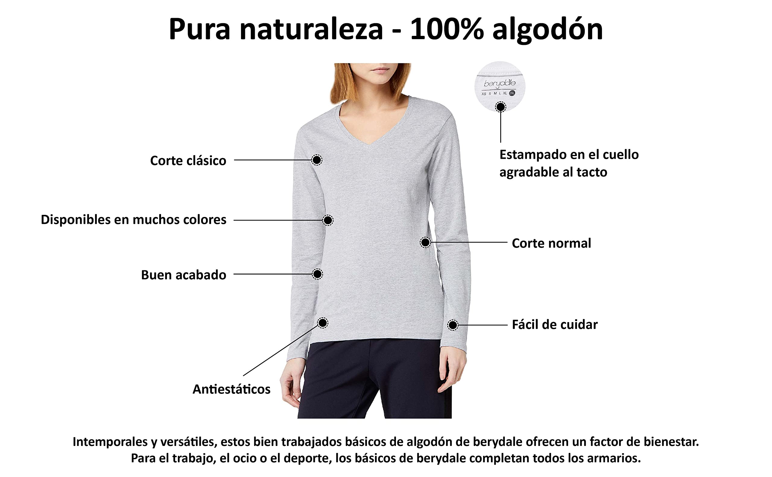 berydale Bd160 Camiseta de Manga Larga Mujer (Pack de 1)