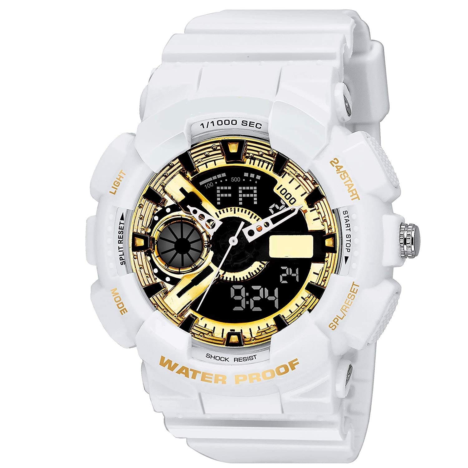 Raizada 1288LAM Analog Digital Watch for Men - Fashion Luxury Casual Analogue Digital Multi-Function Gold Dial Green Synthetic Strap Latest Mens Sports Watch Analog-Digital Watch - for Men (B08CLNM36S) Amazon Price History, Amazon Price Tracker
