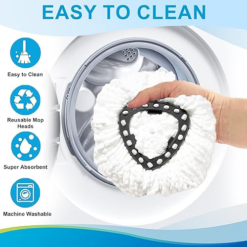 Miniatura 4 de Cabezal giratorio y cepillo de repuesto compatible con el sistema O Cedar EasyWring de 1 tanque, 4 repuestos de trapeador de microfibra, 1 cepillo